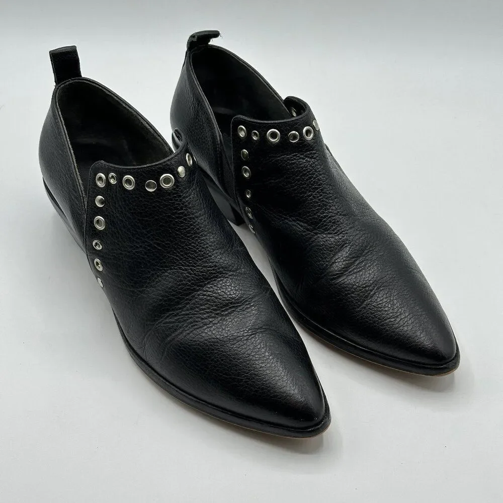 Rebecca Minkoff Annette Grommet Bootie Soft Pebble Grain Leather Slip On 7.5